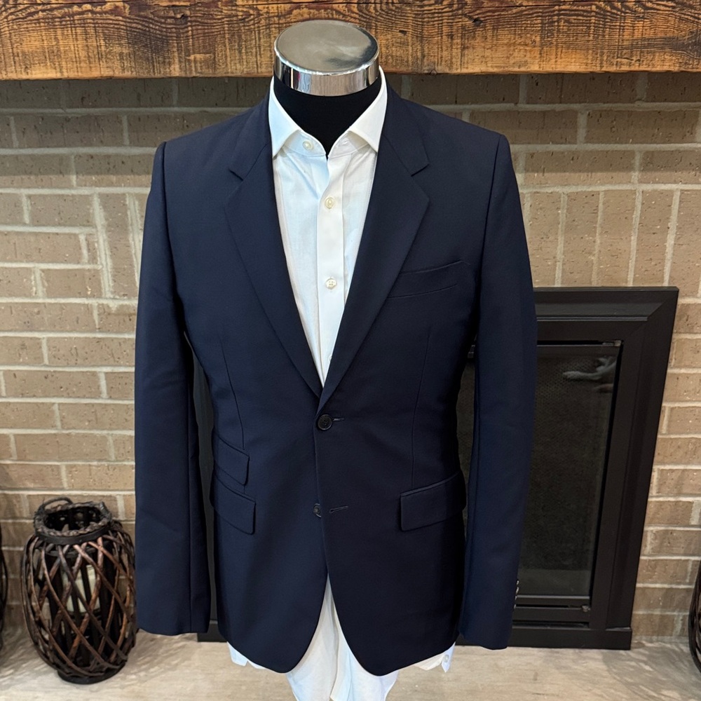 Givenchy mens 36R navy blue solid wool mohair blend 2-button sport coat EUC
